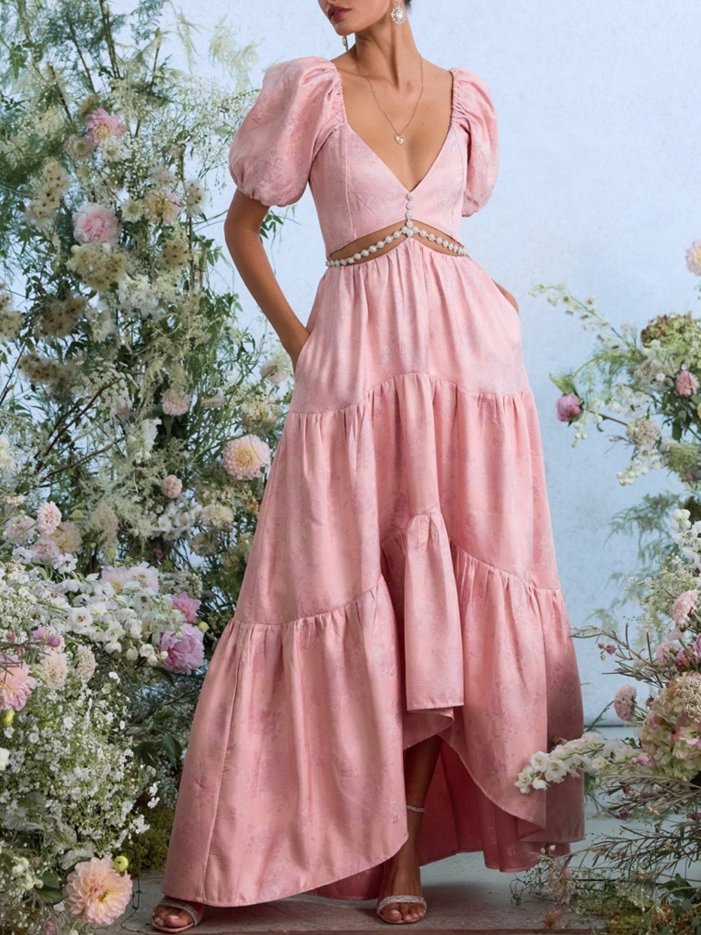 V. Chapman NWT The Emma Dress in Light Pink Windsor Brocade Size 12 Bridgerton